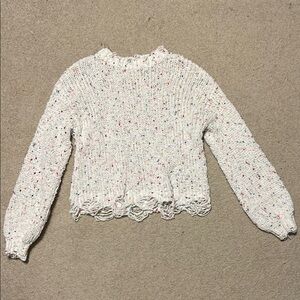 It's Our Time White Knit Sweater with Colorful Speckles